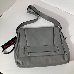 Womens Nino Bossi Leather Shoulder‎ Bag Purse Gray NWT 9 x 10"